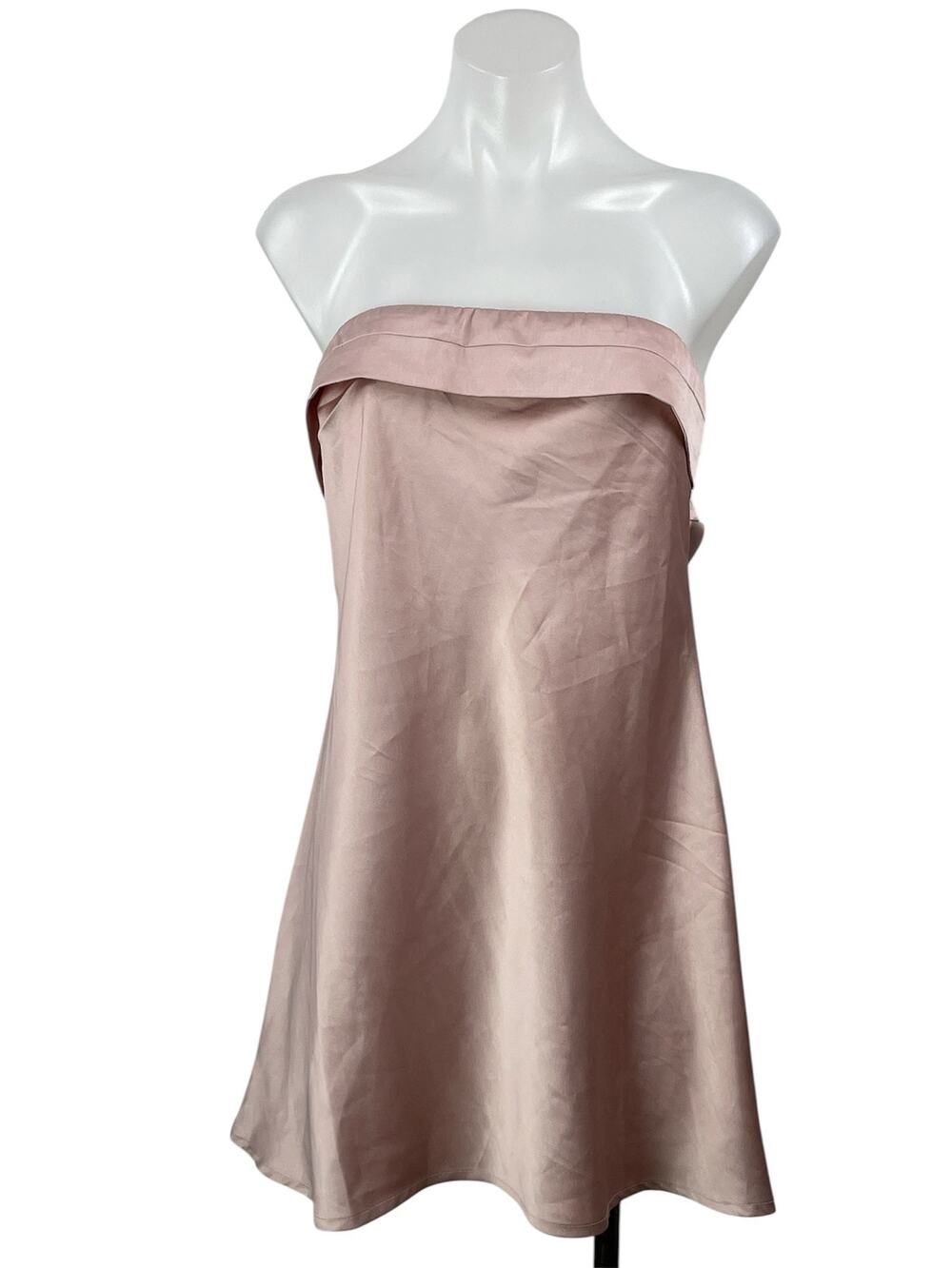 Princess Polly Phillipa Pink Silky Satin Strapless Bandeau A-line Mini Dress 8